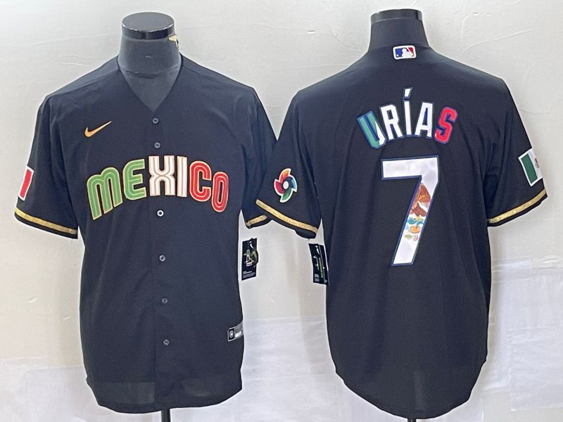 Men 2023 World Cub Mexico 7 Urias Black Nike MLB Jersey style 91814